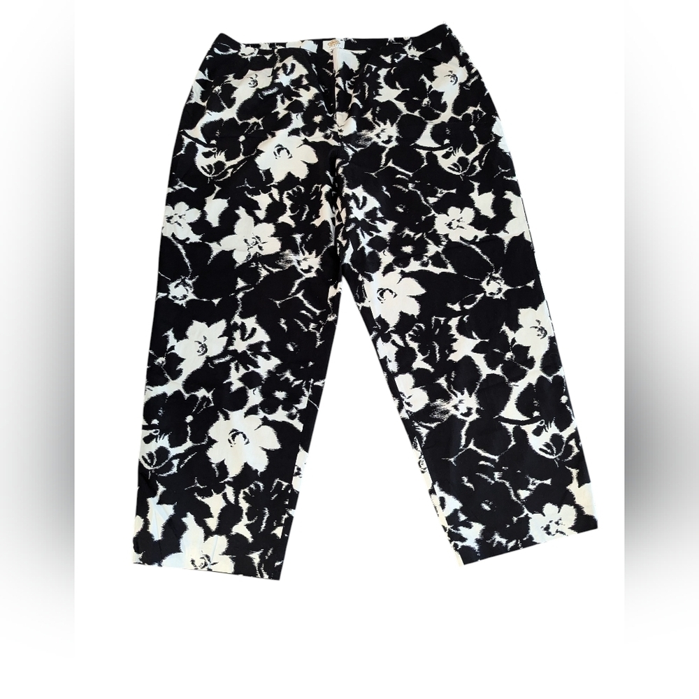 Talbots ,Monochrome Abstract Print Pants, Size 24 Silk